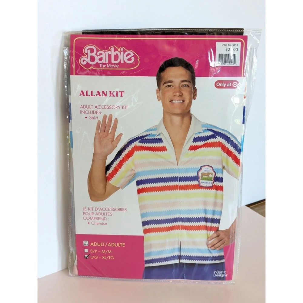 Barbie the Movie - Allan Costume Shirt Size Adult Large-XL Halloween NEW!